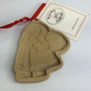 Brown Bag Cookie Art Santa Claus Mold w/Booklet Christmas Hill Design 1989